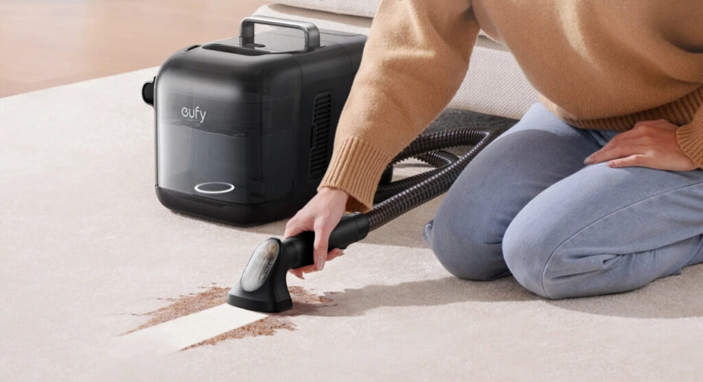 Eufy e28 omni flexione unit cleaning carpet