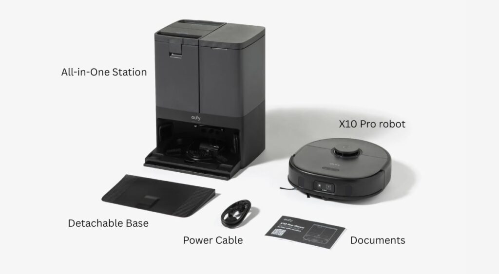 inside the box of eufy x10 pro omni